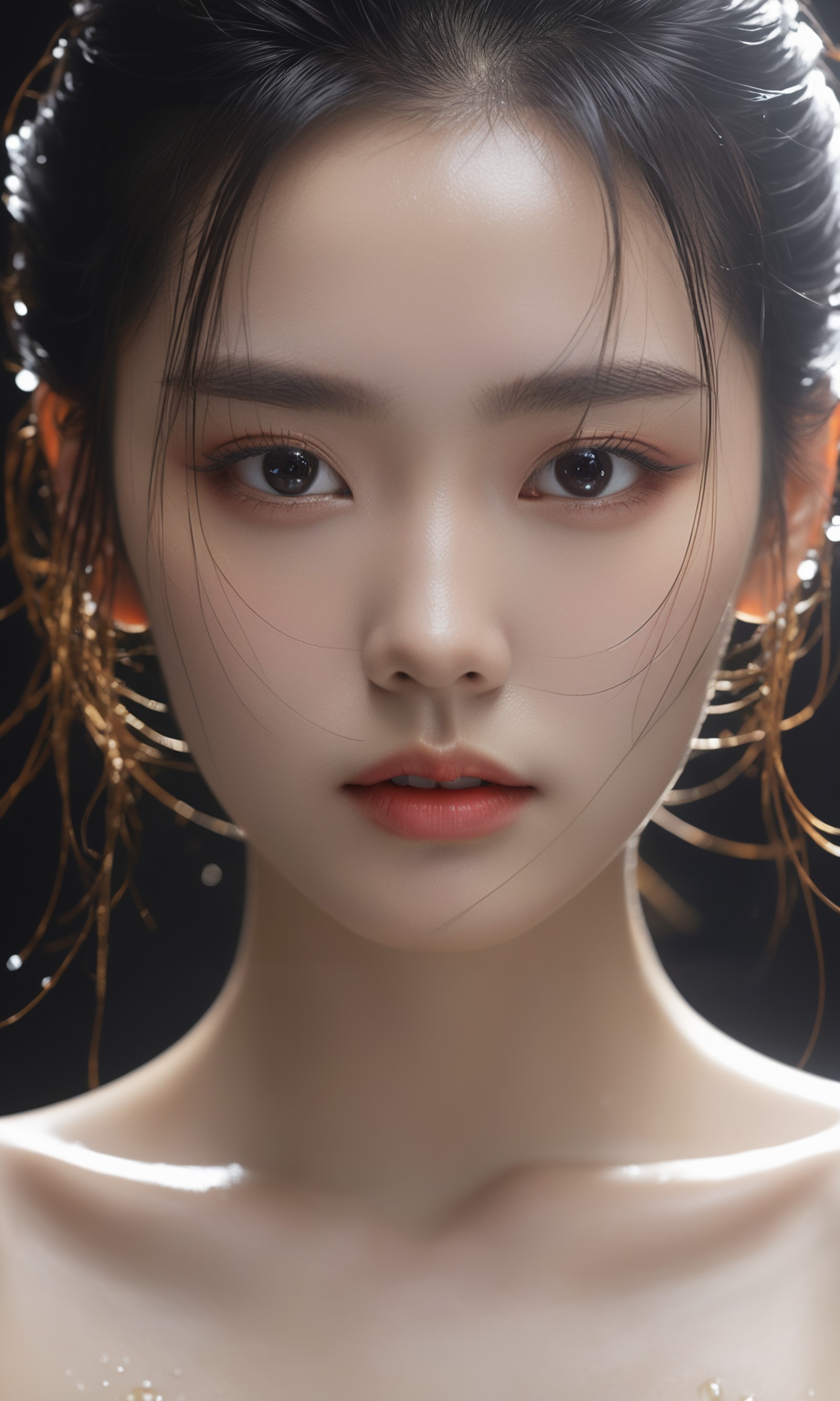 Realistic,Masterpiece,18 - year - old beautiful girl and monster,pearl - like eyes,extremely delicate facial depiction,hea...